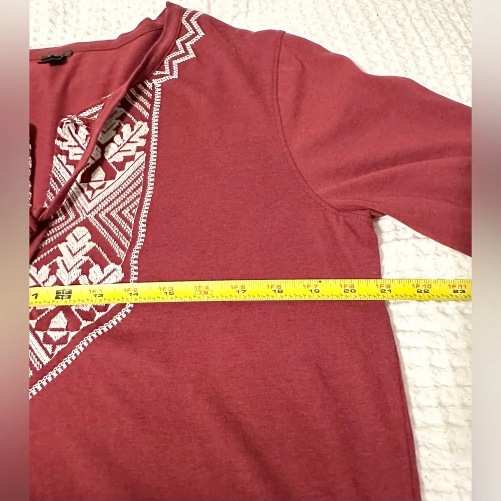 J.CREW‎ Womens Embroidered Tie-neck Tencel Cotton Knit Tee Top Blouse Size S